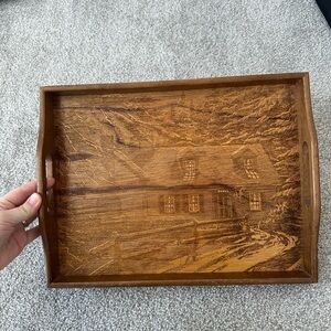 Vintage Cabin Design Wooden Etched Serving Tray House of Lloyd made in Taiwan